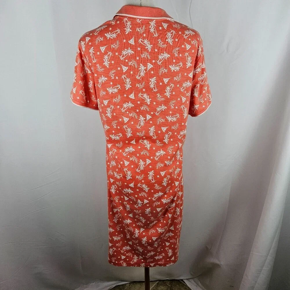 Tommy‎ Bahama Shipwreck Beach Polo Dress Medium Orange Tropical Coastal
